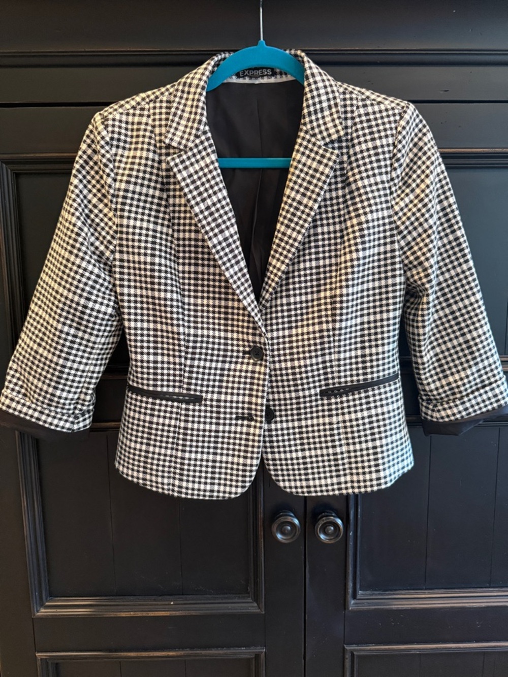 Express Black and White Gingham Blazer